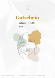 Schreibe kurz & präzise, was auf dem Bild zu sehen ist und welchen Zweck es hat. Beispiel für 100 € Gutschein