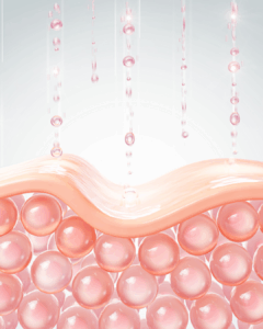 Darstellung von Hautzellen mit einziehenden Feuchtigkeitstropfen. Symbol für intensive Hydration, Hautregeneration und die Wirkung von Thalgo-Behandlungen bei Bio Beauty Attack in Gütersloh.